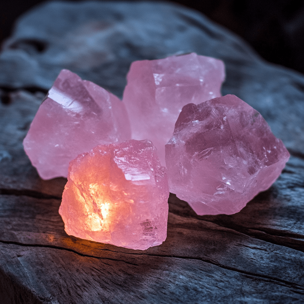 rose quartz on table