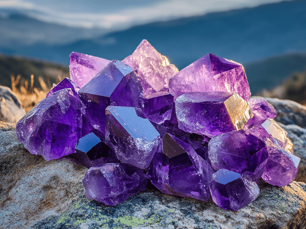 Amethyst Crystals on a rock