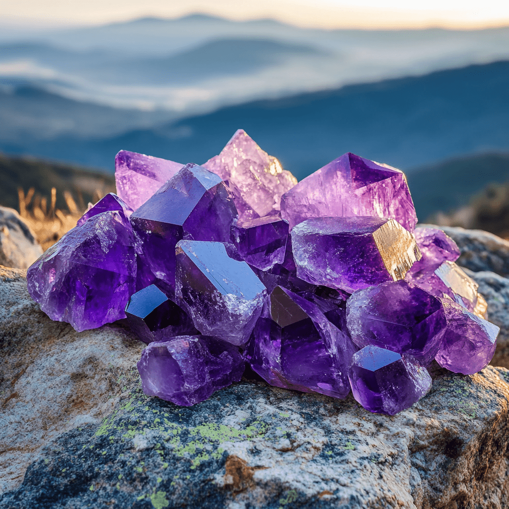 Amethyst Crystals on a rock